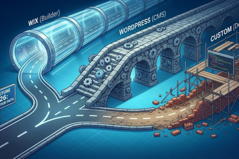 เทียบฟอร์ม CMS ปี 2026 Wix vs WordPress vs Custom เขียนเอง แบบไหนคุ้มทุนที่สุดสำหรับธุรกิจยุคใหม่